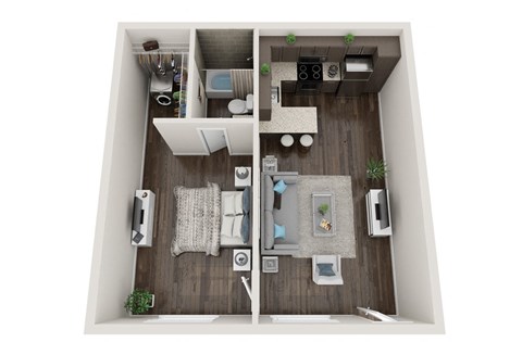 Floor plan for 1 bed, 1 bath, 465 sqft